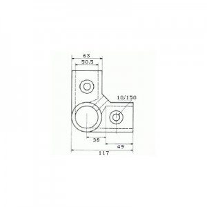 Raccord de tube Ø 50 mm en fonte - angle pour 3 tubes 90°