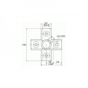 Raccord de tube Ø 50 mm en fonte - angle pour 5 tubes 90°