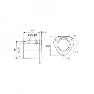 Raccord de tube Ø 50 mm en fonte - fixation murale