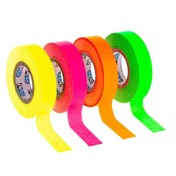 Lot de 4 adhésif fluo PRO TAPE - 9,2 m x 12 mm Papier satiné Lot de 4 adhésif fluo PRO TAPE - 9,2 m x 12 mm Papier satiné