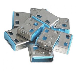 Set of 10 blue USB locks